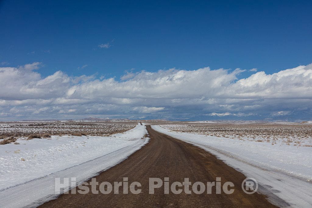 Photo- Rural Road Through Rugged and Remote Sweetwater County, Wyoming in Wintertime 3 Fine Art Photo Reproduction