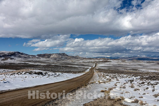 Photo- Remote road in wintertime in rugged Sweetwater County, Wyoming 1 Fine Art Photo Reproduction