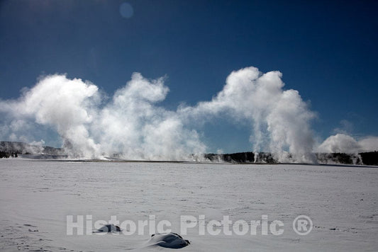 Photo- Temperatures often dip below freezing, but there's no cooling of the thermal features, including these at the Fountain Paint Pot location 4 Fine Art Photo Reproduction