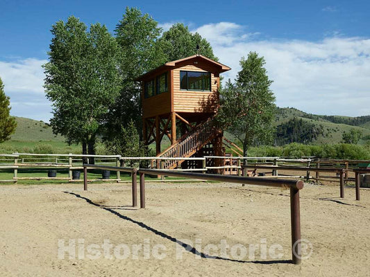 Photo - an Observation Tower, a Popular spot for Guests to Visit, Since it overlooks The Corral and The Landscape Across which Horses Come from and go to Paster