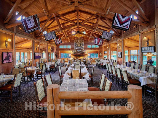 Photo - Dining room at the A Bar A guest ranch, just over the Colorado border near Riverside in Carbon County, Wyoming- Fine Art Photo Reporduction