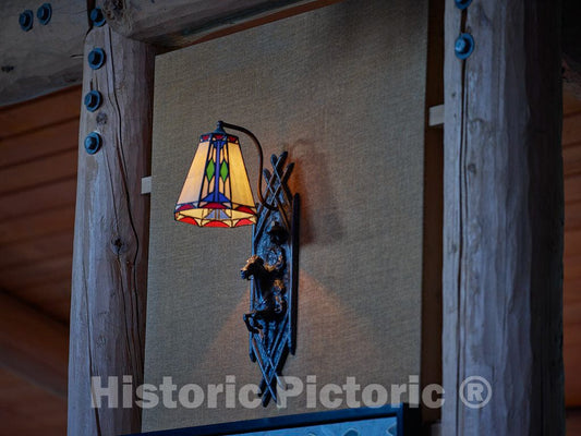 Photo - Sconce in The Dining Room at The A Bar A Guest Ranch, just Over The Colorado Border Near Riverside in Carbon County, Wyoming- Fine Art Photo Reporduction