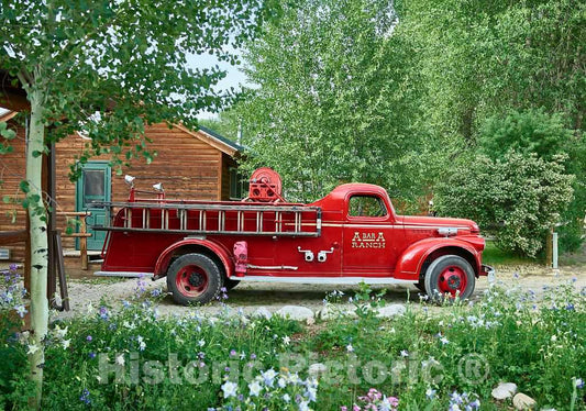 Photo- A Very-Much-Working Vintage fire Truck at The A Bar A Guest Ranch Near The Town of Riverside in Carbon County, Wyoming 2 Fine Art Photo Reproduction