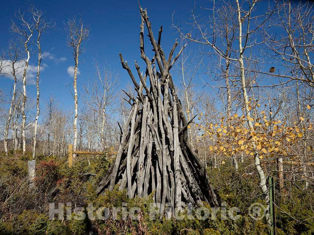 Photo - A Rough Indian wickiup at Big Creek Ranch, a Carbon County, Wyoming, Cattle Ranch Near The Colorado Border- Fine Art Photo Reporduction