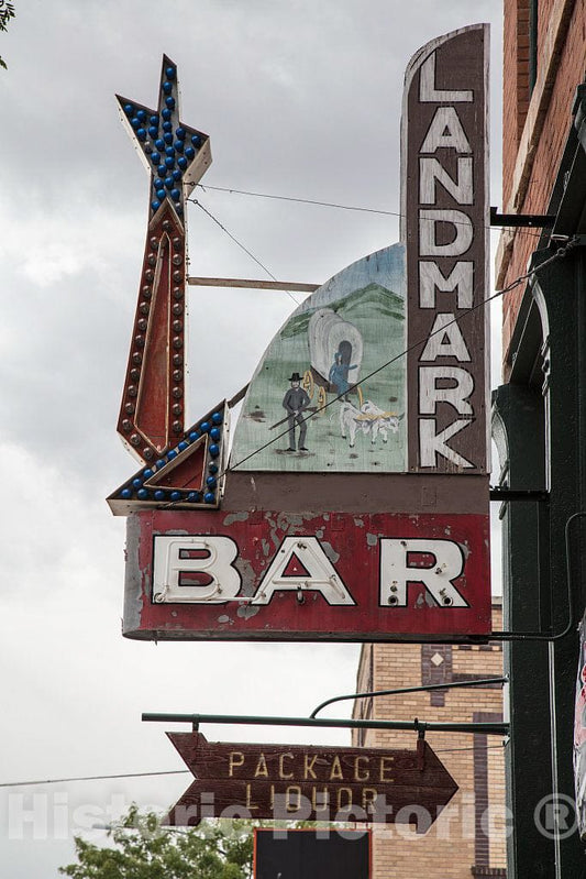 Photo - Sign for the Landmark Bar in Wheatland, Wyoming- Fine Art Photo Reporduction