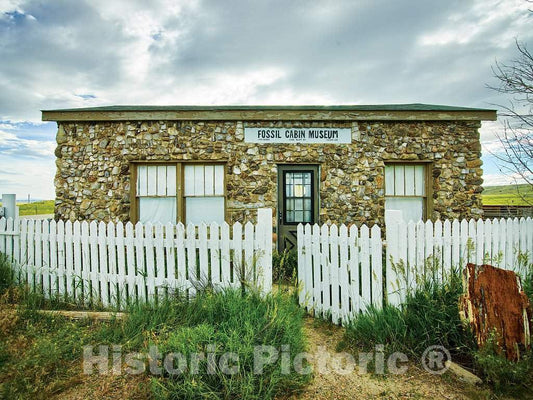 Photo - The Fossil Cabin Near Como Bluffs in South-Central Wyoming, was Built as a Tourist Attraction Along The Old, Two-Lane Lincoln Highway- Fine Art Photo Reporduction