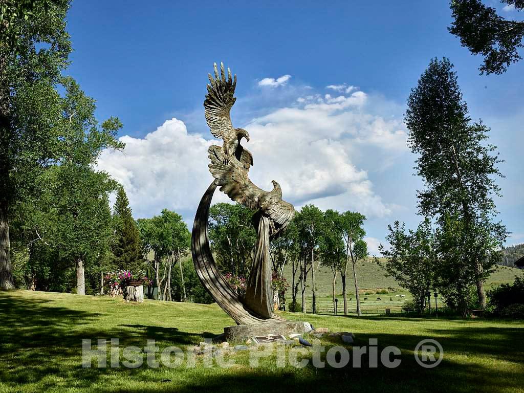 Photo- Sculptor Pati Stajcar Created This Striking Bronze Sculpture, Balance of Power, which an Appreciative Guest Purchased for The A Bar A Guest Ranch, Near Riverside