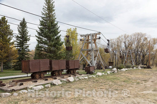 Photo - Ore Cars are displayed at The Encampment Museum in The Little Town of Encampment, Wyoming- Fine Art Photo Reporduction