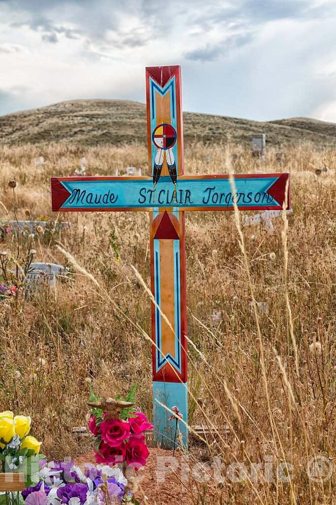 Photo- The Humble, Artistic Rather Than Grand and manicured, Shoshone Tribal Cemetery Spreads Across The undulating Prairie Outside The Town of Fort Washakie, Wyoming 1