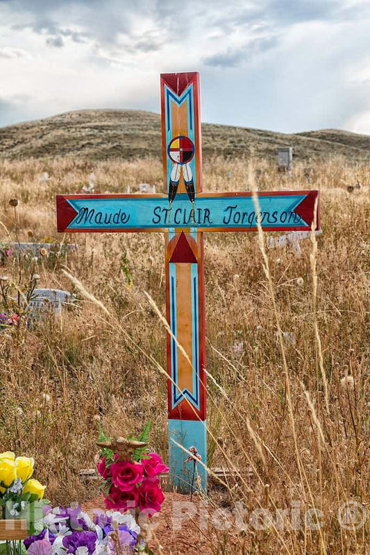 Photo- The Humble, Artistic Rather Than Grand and manicured, Shoshone Tribal Cemetery Spreads Across The undulating Prairie Outside The Town of Fort Washakie, Wyoming 1