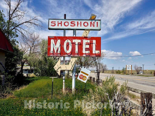 Photo- Sign for the abandoned Shoshoni Motel in Shoshoni, Wyoming 2 Fine Art Photo Reproduction
