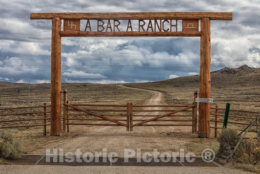 Photo- Entry gate to The A Bar A Guest Ranch, Near The Little Town of Riverside in Carbon County, Wyoming 2 Fine Art Photo Reproduction