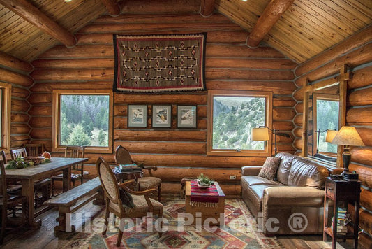 Photo - Interior of a Guest Cabin at The A Bar A Guest Ranch, just Over The Colorado Border Near Riverside in Carbon County, Wyoming- Fine Art Photo Reporduction