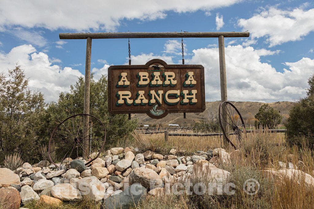 Photo - Sign at The A Bar A Guest Ranch, just Over The Colorado Border Near Riverside in Carbon County, Wyoming- Fine Art Photo Reporduction