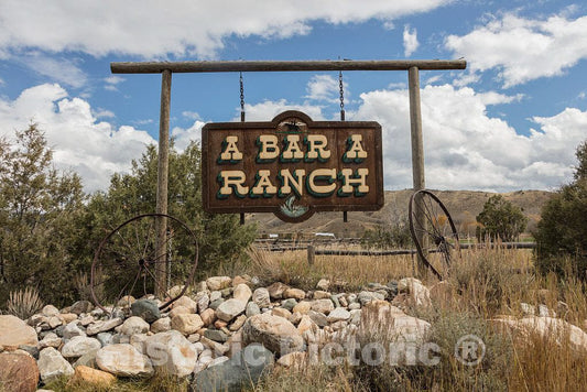 Photo - Sign at The A Bar A Guest Ranch, just Over The Colorado Border Near Riverside in Carbon County, Wyoming- Fine Art Photo Reporduction