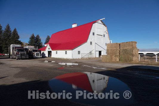 Photo - Freshly unloaded hay Bales at The Big Creek Cattle Ranch, a Large Spread on The Colorado Border Near Riverside in Carbon County, Wyoming- Fine Art Photo Reporduction