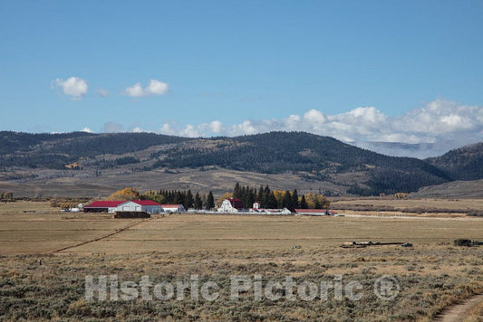 Photo - Distant View of The Big Creek Cattle Ranch, a Large Spread on The Colorado Border Near Riverside in Carbon County, Wyoming- Fine Art Photo Reporduction