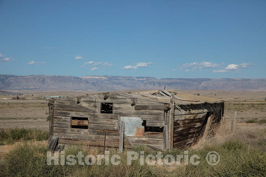 Photo - Long-Abandoned Cabin Between Basin and Greybull in Big Horn County, Wyoming- Fine Art Photo Reporduction