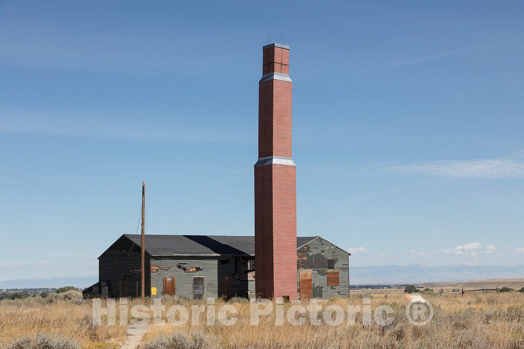 Photo - Building and smokestack at the onetime Heart Mountain Relocation Center in Park County, Wyoming- Fine Art Photo Reporduction