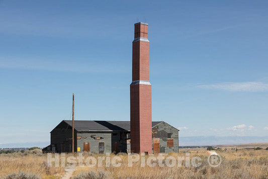 Photo - Building and smokestack at the onetime Heart Mountain Relocation Center in Park County, Wyoming- Fine Art Photo Reporduction
