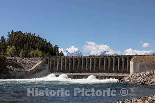 Photo - Water Rushing from a Spillway at The Jackson Lake Dam, a Concrete and Earth-Filled Dam in Grand Teton National Park in Northwest Wyoming- Fine Art Photo Reporduction