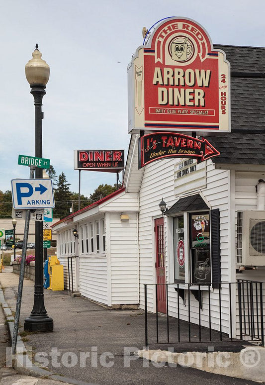 Photo - The Small Arrow Diner in Downtown Milford, New Hampshire- Fine Art Photo Reporduction