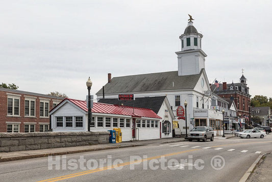 Photo - View Past a Bridge Over The Sohegan River to Downtown Milford, New Hampshire- Fine Art Photo Reporduction
