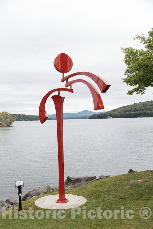 Photo - Waldo Jespersen's"My Kismet Hops Fanatically" sculpture on the Meredith Sculpture Walk path along Lake Winnipesaukeen Meredith, New Hampshire- Fine Art Photo Reporduction