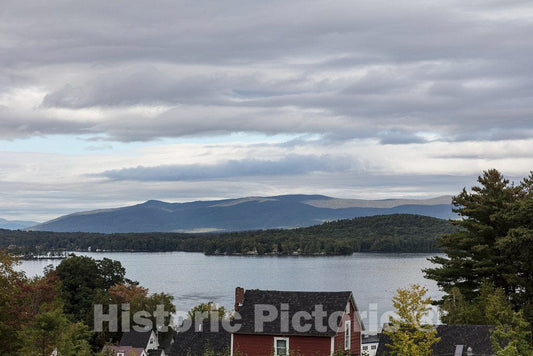 Photo - View of The Distant White Mountains Across Meredith Bay of Lake Winnipesaukee in Meredith, New Hampshire- Fine Art Photo Reporduction