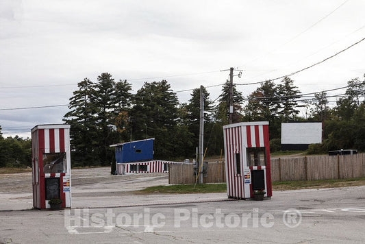 Photo- Ticket booths and screen at a drive-in movie theater in Weirs Beach, New Hampshire 1 Fine Art Photo Reproduction