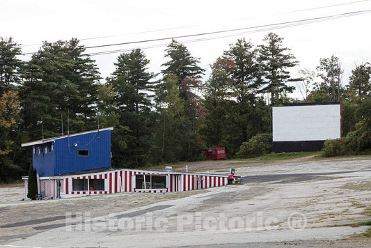 Photo- Ticket Booths and Screen at a Drive-in Movie Theater in Weirs Beach, New Hampshire 2 Fine Art Photo Reproduction