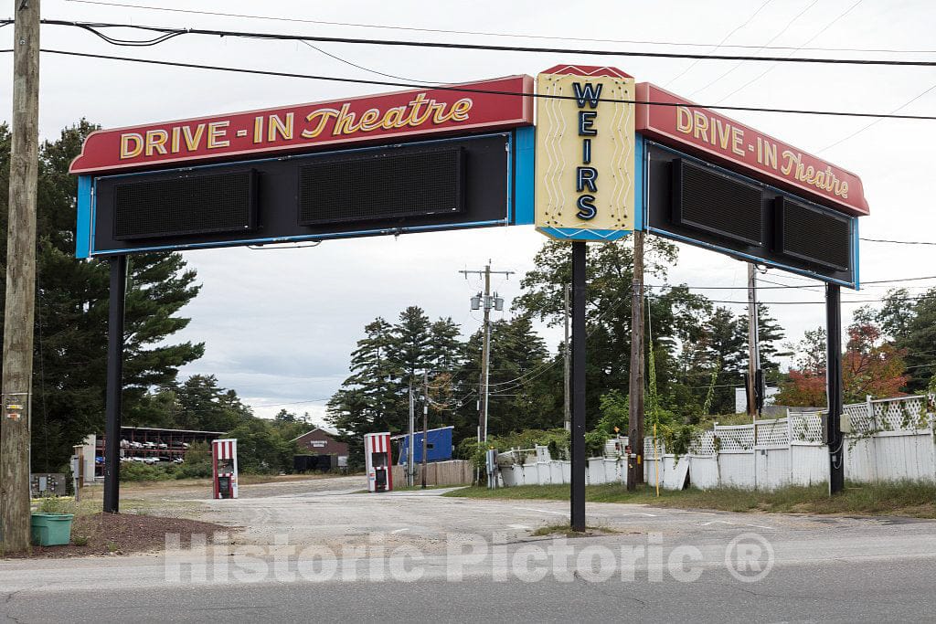 Photo - Stand-Alone Marquee for The Weirs Drive-in Movie Theater in Weirs Beach, New Hampshire- Fine Art Photo Reporduction