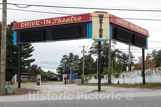 Photo - Stand-Alone Marquee for The Weirs Drive-in Movie Theater in Weirs Beach, New Hampshire- Fine Art Photo Reporduction