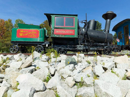 Photo - Engine and Tender of The Mount Washington Cog Railway, displayed in Twin Mountain, New Hampshire, at The Bottom Point of The railway's Run up Mount Washington