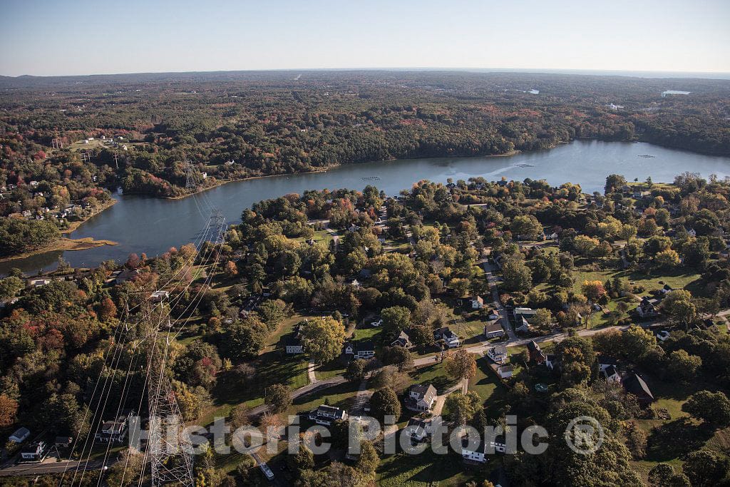 Photo - Aerial view of Newington, New Hampshire, foreground, above Portsmouth. The Piscataqua River, above, separates New Hampshire from Maine- Fine Art Photo Reporduction