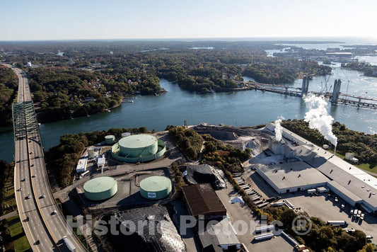 Photo- Aerial View of Portsmouth, New Hampshire, Focusing on The Irving Oil Terminals, Right 3 Fine Art Photo Reproduction