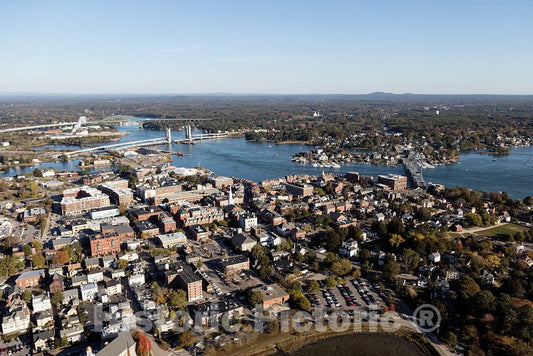 Photo- Aerial View of a Portion of Portsmouth, New Hampshire. Maine, Above, Lies Across The Piscataqua River 2 Fine Art Photo Reproduction