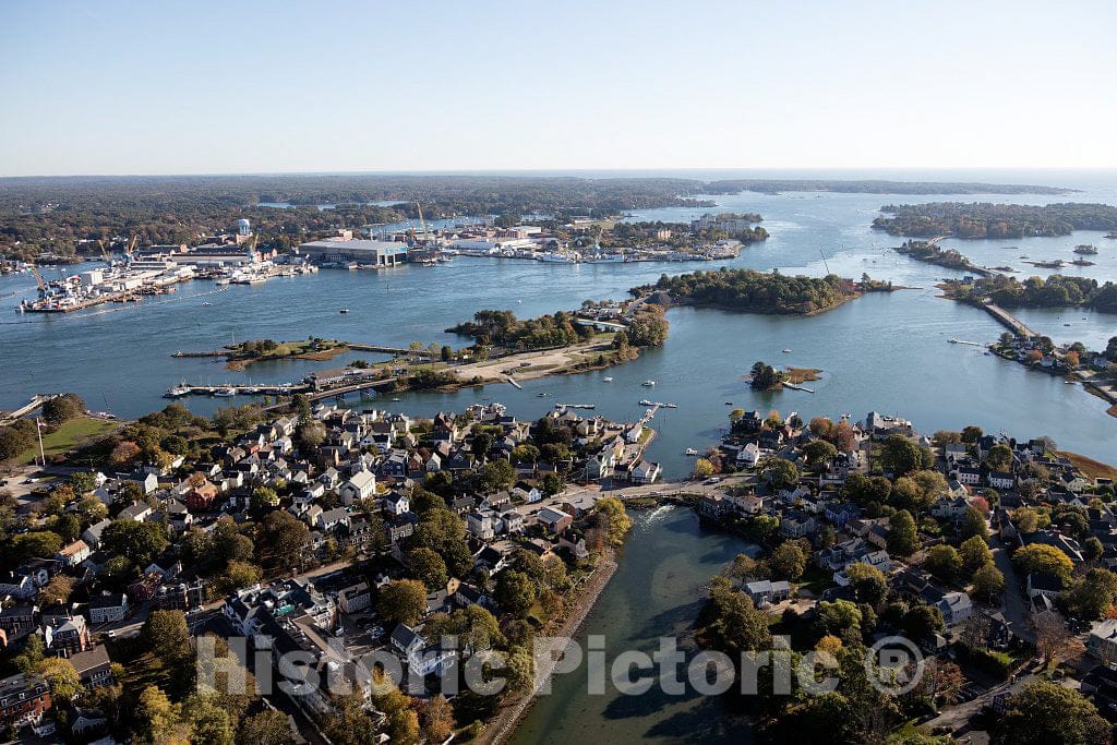 Photo - Aerial View of The Mouth of The Piscataqua River. Portsmouth, New Hampshire, is in The Foreground. to The Left Lies Maine- Fine Art Photo Reporduction