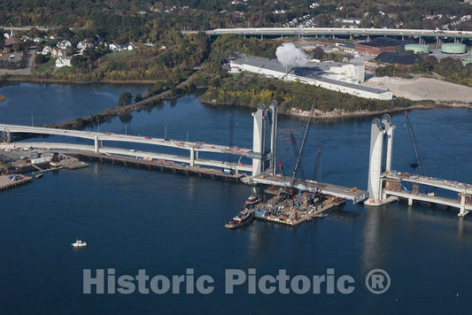 Photo - Aerial View of Replacement Sarah Mildred Long Bridge, Nearing Completion Over The Piscataqua River Off Portsmouth, New Hampshire- Fine Art Photo Reporduction