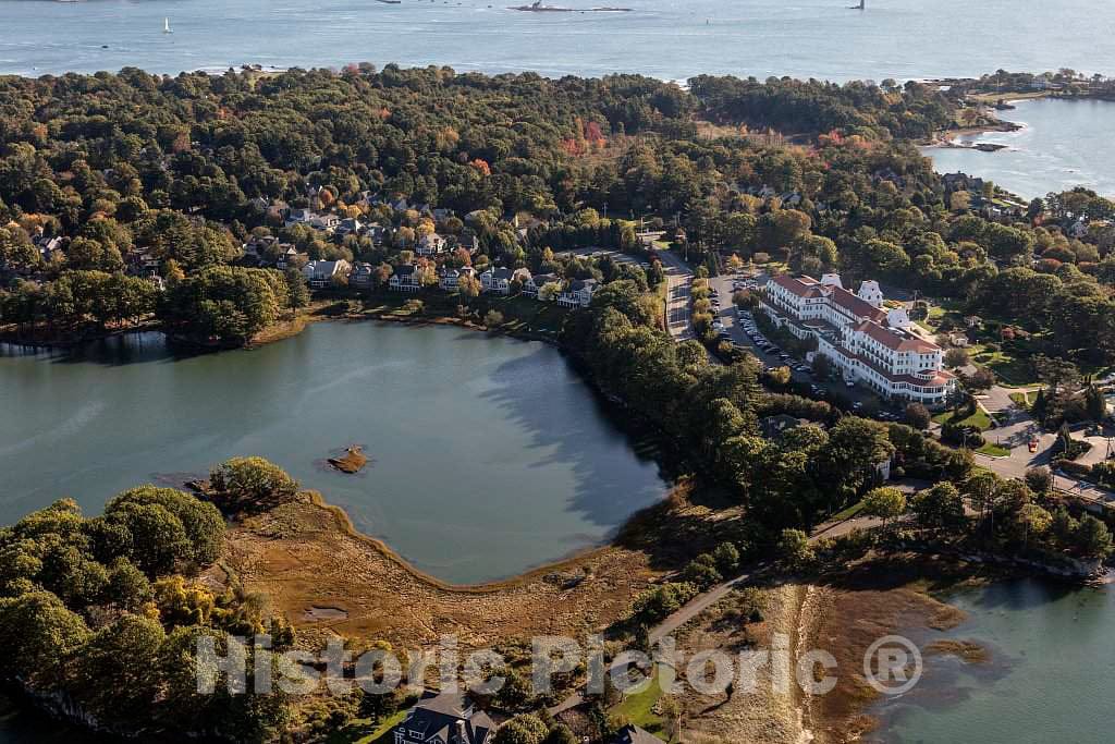 Photo - Aerial View of New Castle, New Hampshire, with a Focus on The Wentworth-by-The-Sea Resort Hotel- Fine Art Photo Reporduction