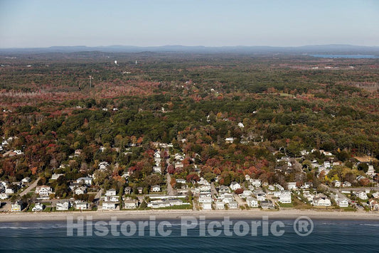 Photo - Aerial View of Ocean Boulevard in Rye, Along New Hampshire's Short (19 Mile) Atlantic Ocean Coastline, The Shortest of Any U.S. Ocean-bordering State
