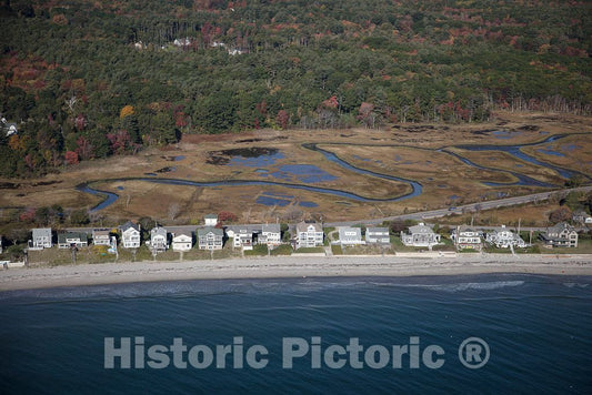 Photo- Aerial view of Rye Harbor homes along New Hampshire's short (19 mile) Atlantic Ocean coastline, the shortest of any U.S. ocean-bordering state 2 Fine Art Photo Reproduction
