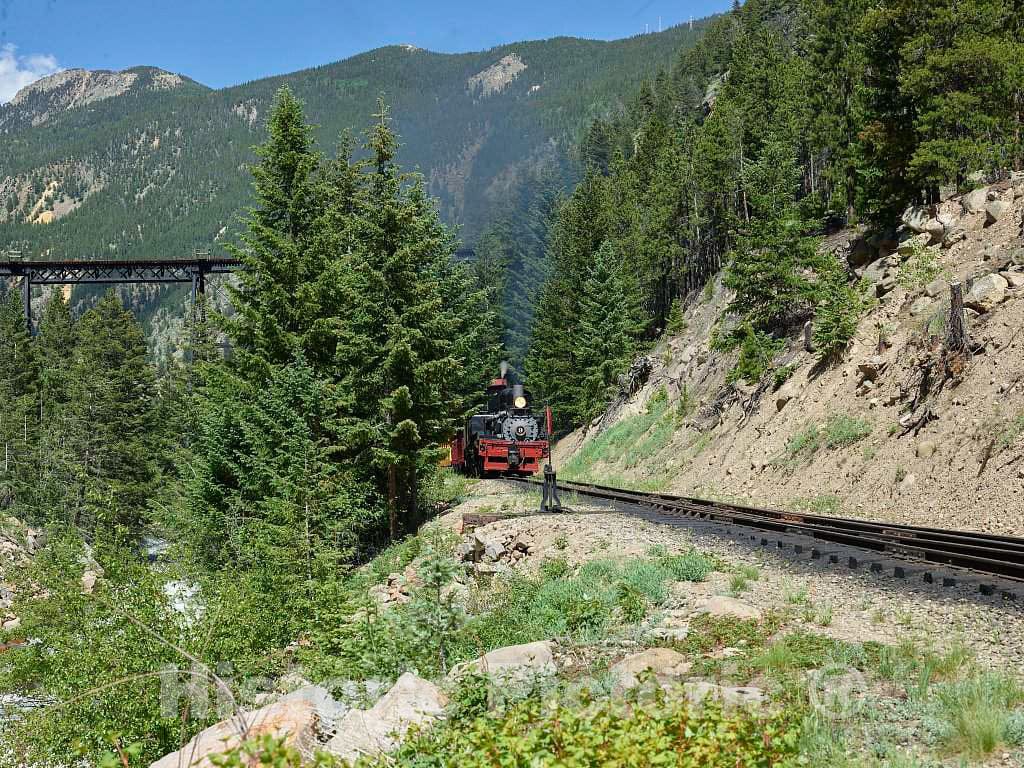 Photograph - A Georgetown Loop Railway, scenic steam train returns from its short 2.5-mile run from the onetime mining camp of Georgetown, Colorado, to another old mining town, Silver Plume 2