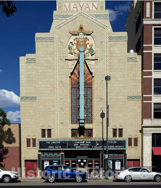 Photo- The Mayan Theatre in Denver, Colorado, which opened in 1930, is said to be one of America's three remaining theatres designed in the Art Deco Mayan Revival style