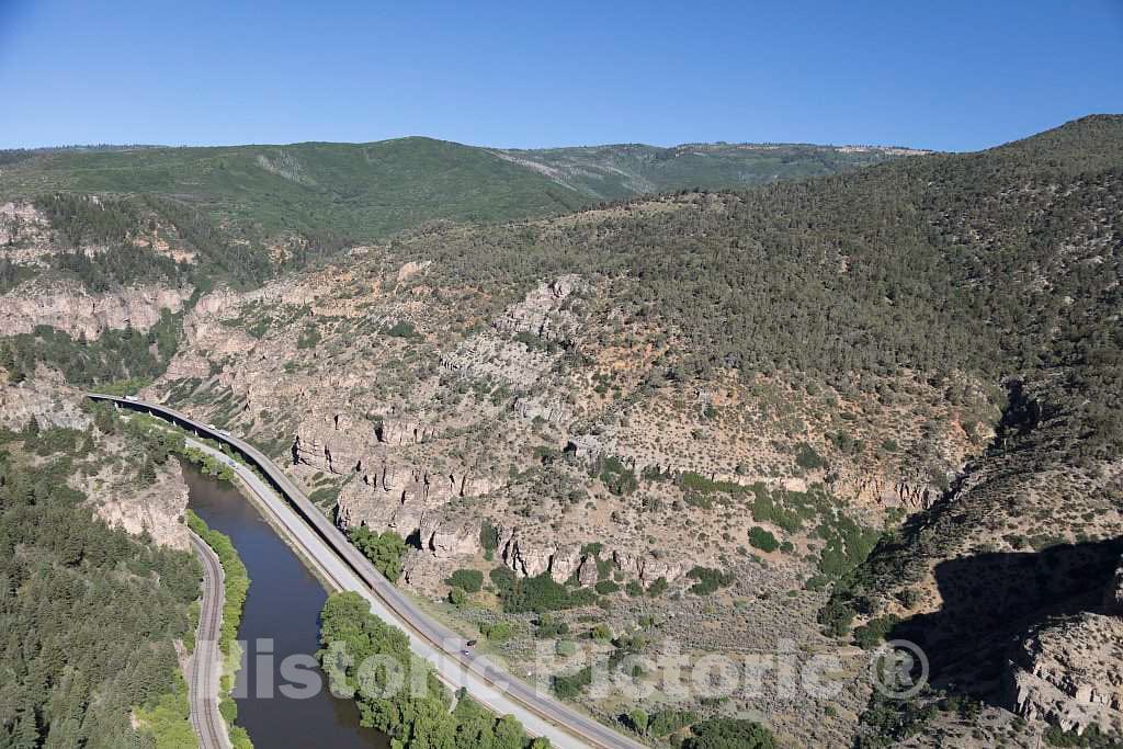 Photo- Aerial View of The Terrain Near The Border Between Eagle and Garfield Counties in Colorado, Heading Toward Glenwood Canyon, which is Cut into The Colorado River Valley 1
