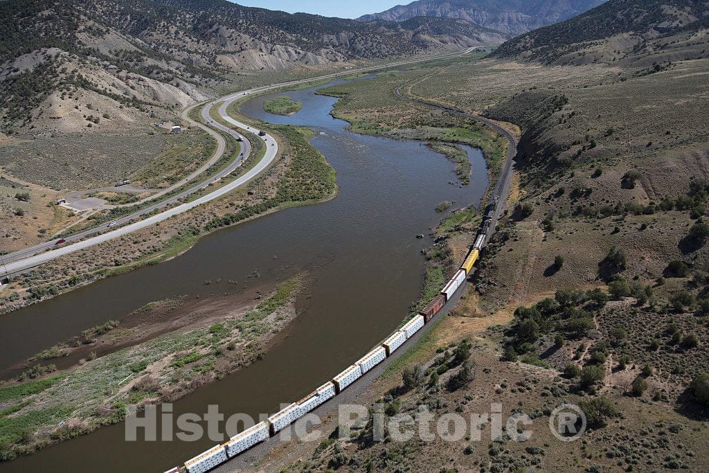 Photograph - Aerial view of an area west of Eagle, Colorado, and east of Glenwood Springs in Eagle and Garfield counties where the Colorado River begins its cut through the Rocky Mountains 2