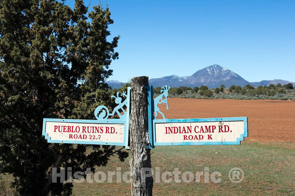Photograph- Directional sign at the Crow Canyon Archeological Center, an anthropological research and educational organization that partners with American Indians in Montezuma County, Colorado