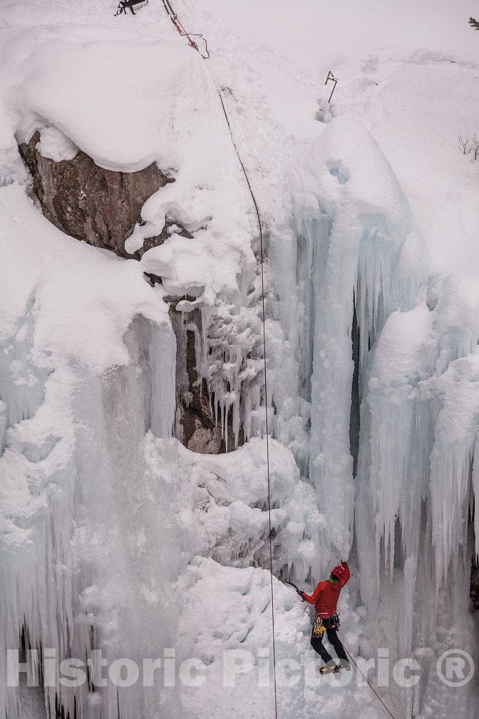 Photo- Climber at The Ouray Ice Park, a Human-Made ice Climbing Venue in a Natural Gorge Within Walking Distance of The City of Ouray, Colorado 1 Fine Art Photo Reproduction