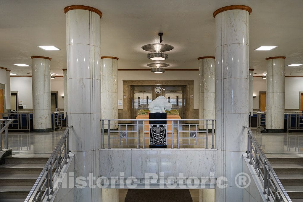 Photo- The First Floor Lobby in Building 500, previously Known as Fitzsimons Army Hospital, at The University of Colorado Anschutz Medical Center Campus in Aurora, Colorado
