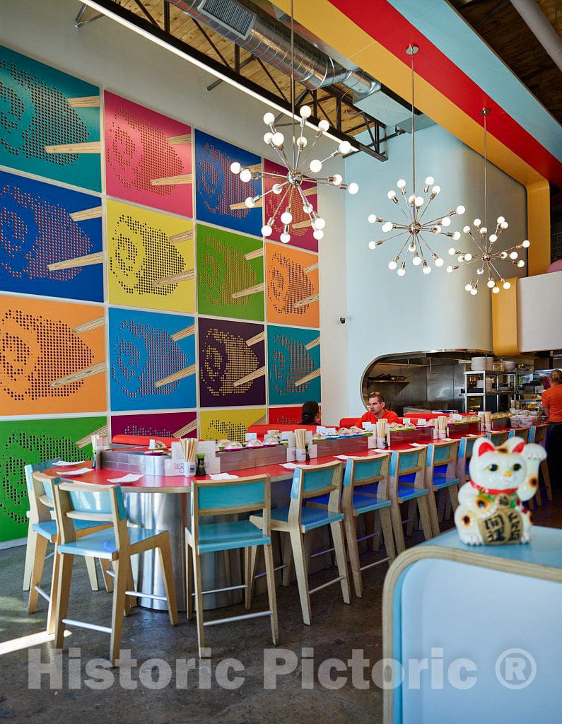 Photo- Interior of The Sushi Rama Japanese Restaurant in Denver, Colorado, Whose Modernism is not Limited to its Decor 1 Fine Art Photo Reproduction